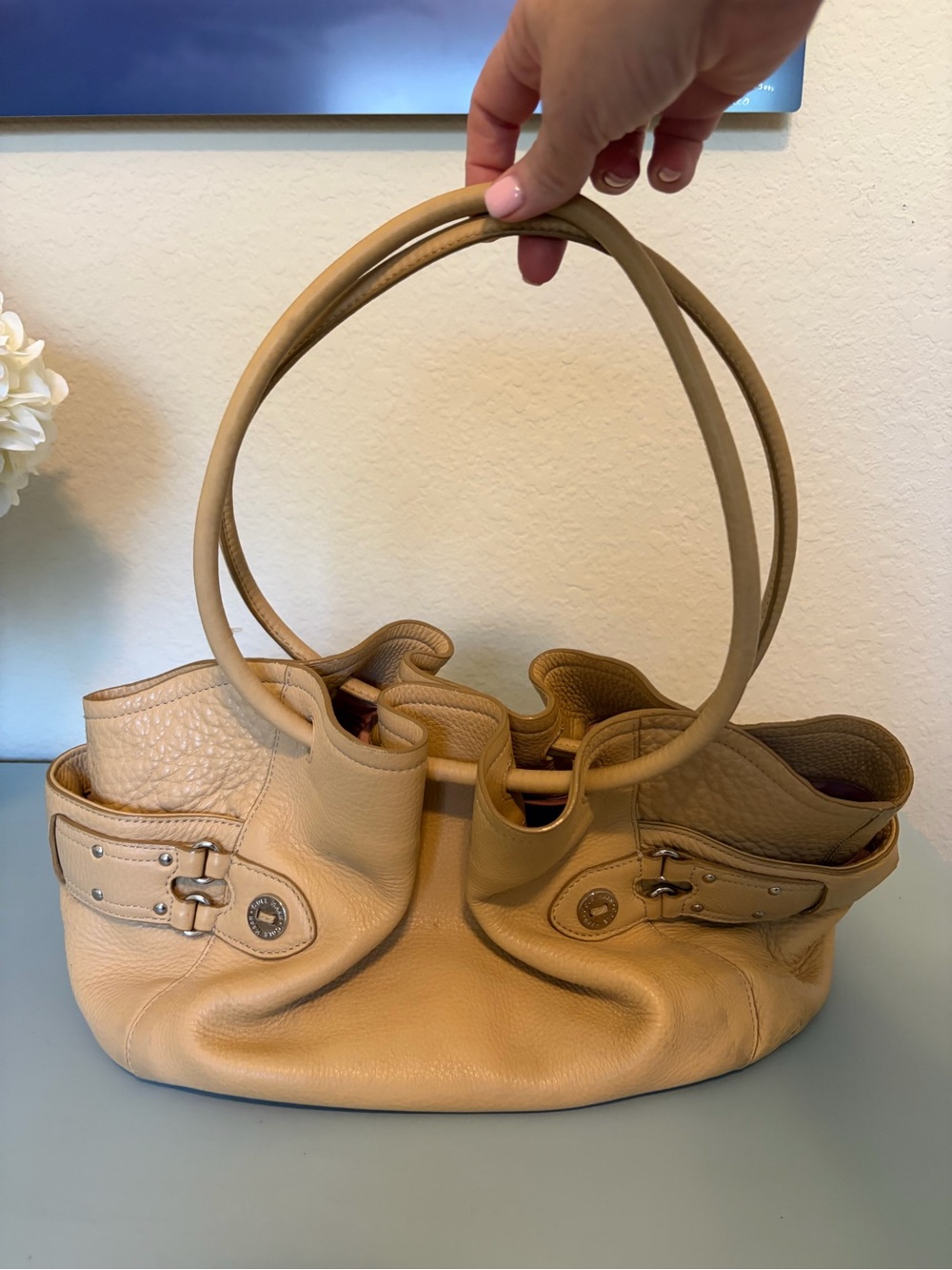 Cole Haan Beige Leather Shoulder Tote